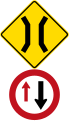 One lane bridge warning sign