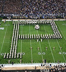 The oldest marching band formation, the "Block P" NightBlockP.JPG