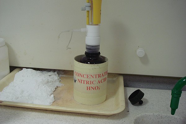 Nitric acid in a laboratory