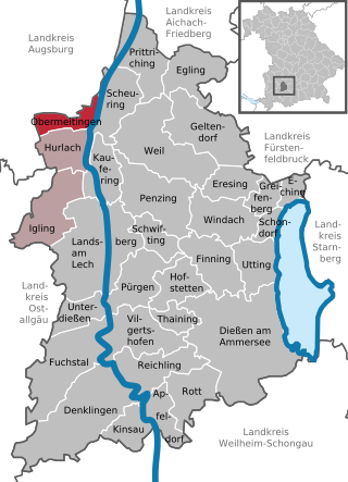 Läget för Obermeitingen i Landkreis Landsberg am Lech