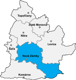 Localização do distrito de Nové Zámky na região de Banská Bystrica (mapa interativo)