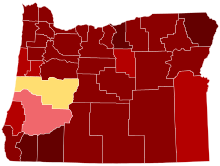 Republican primary results by county:
Dennis Richardson
85-90%
80-85%
75-80%
60-65%
Sid Leiken
50-55% Oregon Secretary of State Republican primary results by county, 2016.svg