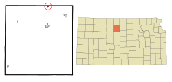 Расположение в округе Осборн и Канзасе