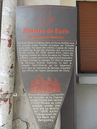 Panneau Histoire de Paris-Château de Monceau (Paris).