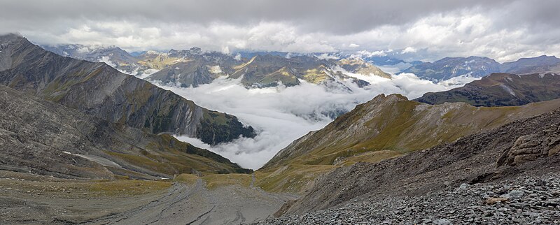 File:Panorama towards Elm from below Martinsloch.jpg