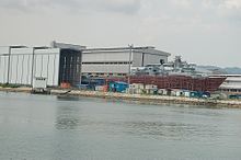 Naval shipbuilding at Boustead Naval Shipyard Pembinaan kapal tentera di TLDM Lumut.jpg