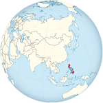 alt=Map showing Philippines in an orthographic projection