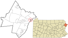 Pike County Pennsylvania innlemmet og ikke inkorporerte områder Milford highlighted.svg