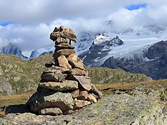 Landmark on plateau d'Emparis, High Alps, France.