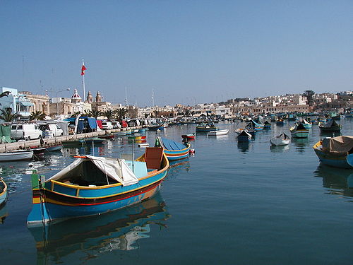 De haven van Marsaxlokk op Malta.