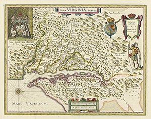 Территория поухатанов на карте 1618 года