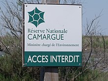 Photographie d'un panneau de la réserve nationale de Camargue