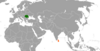 Location map for Romania and Sri Lanka.