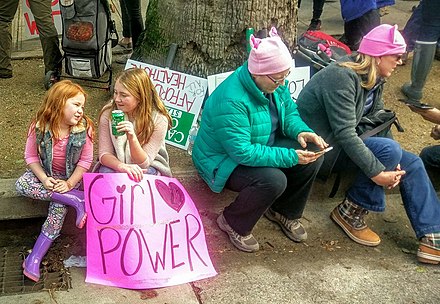 Girl Power slogan on display at a women's march in Sacramento, California