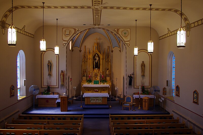 File:Saint Anthony Church (Padua, Ohio) - interior, view from the organ loft.jpg