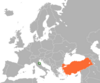 Location map for San Marino and Turkey.