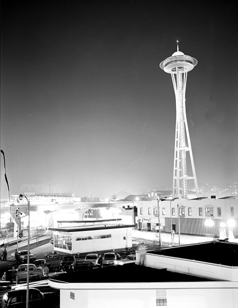 File:Seattle World's Fair grounds at night, 1962.jpg