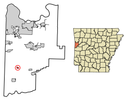 Location of Midland in Sebastian County, Arkansas.