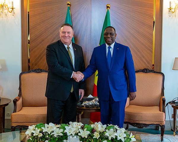 Sall with US Secretary of State Mike Pompeo in 2020