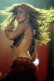 Shakira en train de danser au Rock in Rio en 2009.