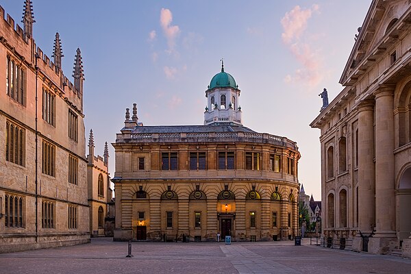 East façade of the Sheldonian Theatre from Clarendon Quad