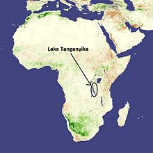 Shows Lake Tanganyika in Africa Shows Lake Tanganyika in African continent.jpg
