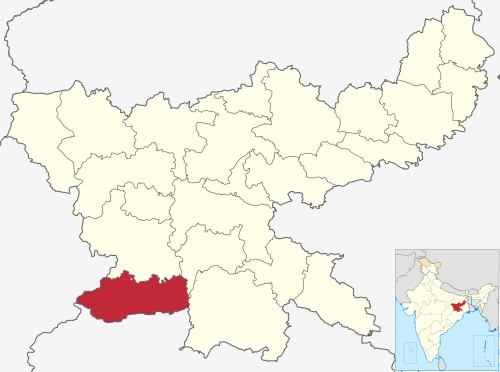 Location of Simdega district in Jharkhand