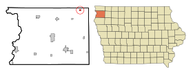 Sioux County Iowa Incorporated and Unincorporated areas Matlock Highlighted.svg
