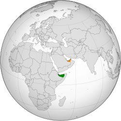 Map indicating locations of Somaliland and United Arab Emirates