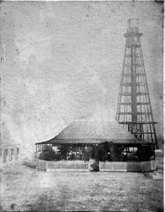 The old lighthouse and the mine manager's house, around 1880