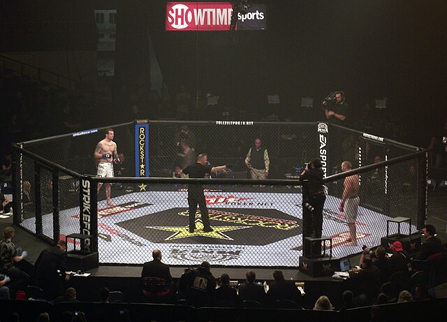 Two fighters get ready prior to their bout