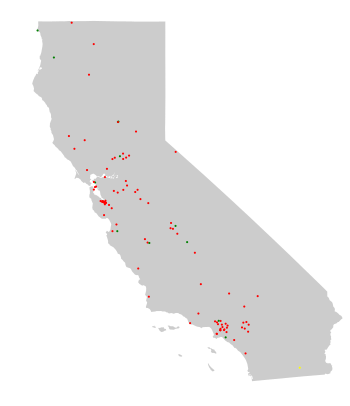 A map of Superfund sites in California. Superfund sites in California.svg