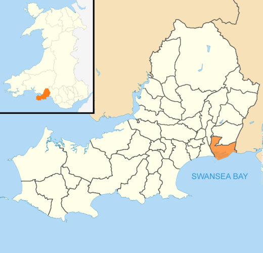 Location of St Thomas within the county of Swansea Swansea Wales communities - St Thomas locator.png