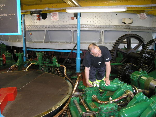 The machine room, showing one of Armstrong's original three-cylinder oscillating hydraulic motors