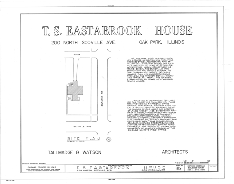 File:T. S. Eastabrook House, 200 North Scoville Street, Oak Park, Cook County, IL HABS ILL,16-OAKPA,2- (sheet 1 of 4).png