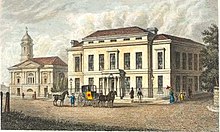 The Assembly Rooms and Trinity Church in Halifax from A Complete History of the County of York by Thomas Allen (1828–30)