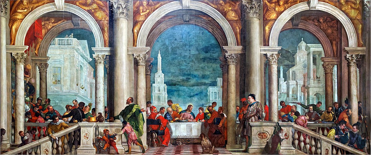 The Feast in the House of Levi (1573) featured people and animals that the Inquisition perceived as heretical. The Inquisitors' investigation found no heresy, yet ordered Paolo Veronese to re-title the painting something other than The Last Supper, the original title.