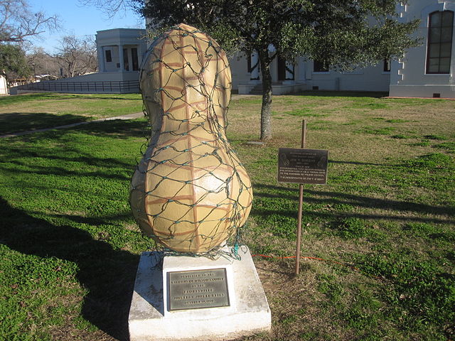The "Peanut Marker" at the Wilson County Courthouse lawn commemorates the life of Joe T. Sheehy (1886–1967), who introduced peanut farming to the area