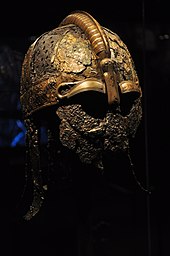 Warrior helmet, Valsgarde boat grave 5, 7th century. The Vikings Begin. The Vikings Begin 51 - warrior helmet, Valsgarde boat grave 5, 7th century.jpg