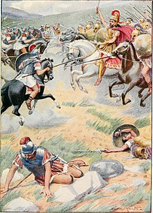 The Battle of Heraclea depicted in the "The Story of Rome" (ca. 1912). The story of Rome, from the earliest times to the death of Augustus, told to boys and girls (1912) (14566518210).jpg