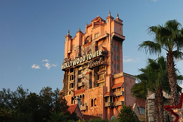 The Hollywood Tower Hotel, the icon of the park and home of The Twilight Zone Tower of Terror