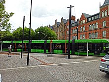 Straßenbahn in Lund.  August 2020 starten