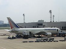 Boeing 767 della Transaero Airlines a Bangkok, Thailandia.