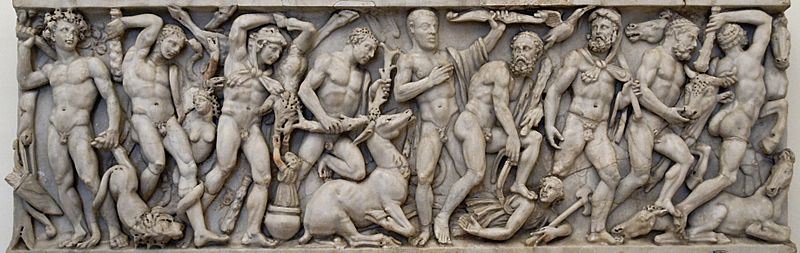 Roman relief (3rd century AD) depicting a sequence of the Labours of Hercules, representing from left to right the Nemean lion, the Lernaean Hydra, the Erymanthian Boar, the Ceryneian Hind, the Stymphalian birds, the Girdle of Hippolyta, the Augean stables, the Cretan Bull and the Mares of Diomedes