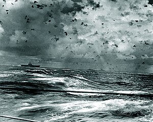 USS Enterprise (CV-6) under attack by dive bombers during the Battle of Santa Cruz Islands on 26 October 1942 (80-G-20989).jpg