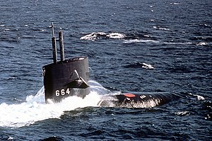 Sea Devil off the Virginia Capes on 1 February 1991. USS Sea Devil (SSN-664).jpg