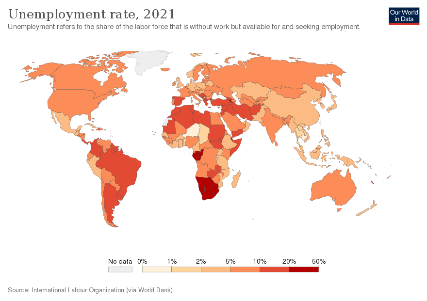 Unemployment rate, 2021[1]