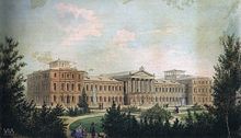 The original 1857 university main building, by Alexandru Orascu University of Bucharest, 1857 project, Orascu.jpg