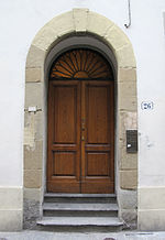 Via fiesolana 26, casa lui franco scaglione, porta.JPG