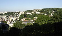 Vue du quartier Val Fleury, prise des hauteurs de la terrasse de l'Observatoire en direction de l'« orphelinat de Meudon », en 2005.